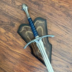 Gandalf's Glamdring Sword | The Hobbit Trilogy Replica | Stainless Steel Blade | Wooden Display Plaque