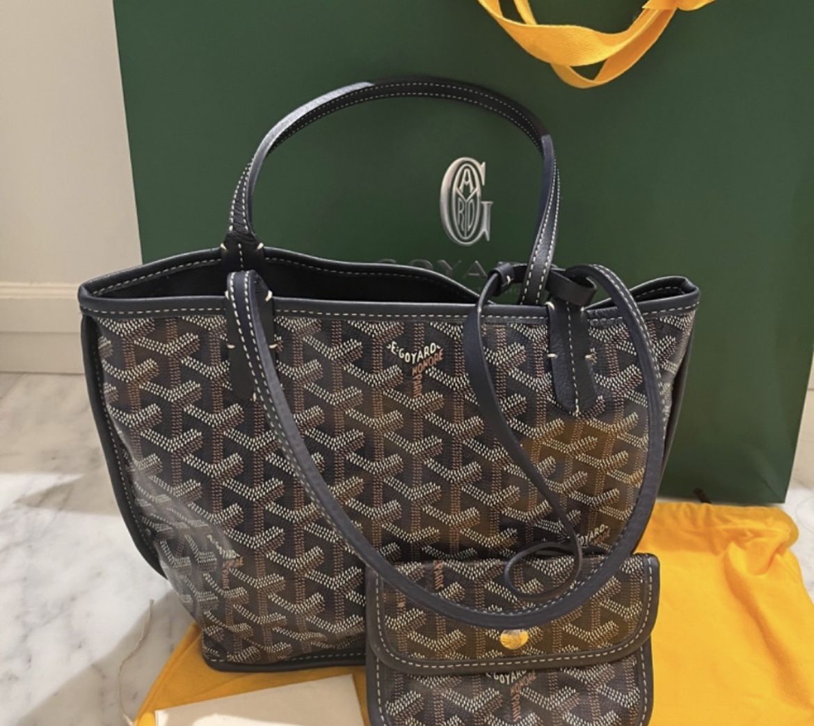 Goyard Anjou Mini Navy Blue Tote Bag Purse