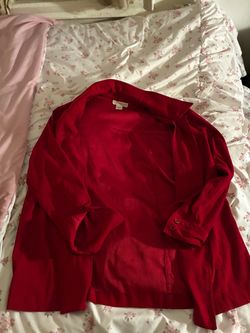 Red Long Sleeve Button-Up Shirt