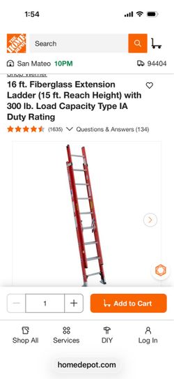 Werner 16 ft. Fiberglass Extension Ladder