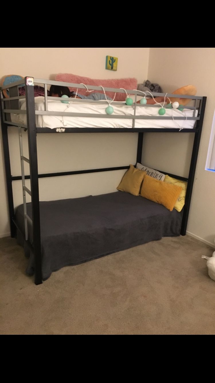 Loft bed. No mattresses just the frame