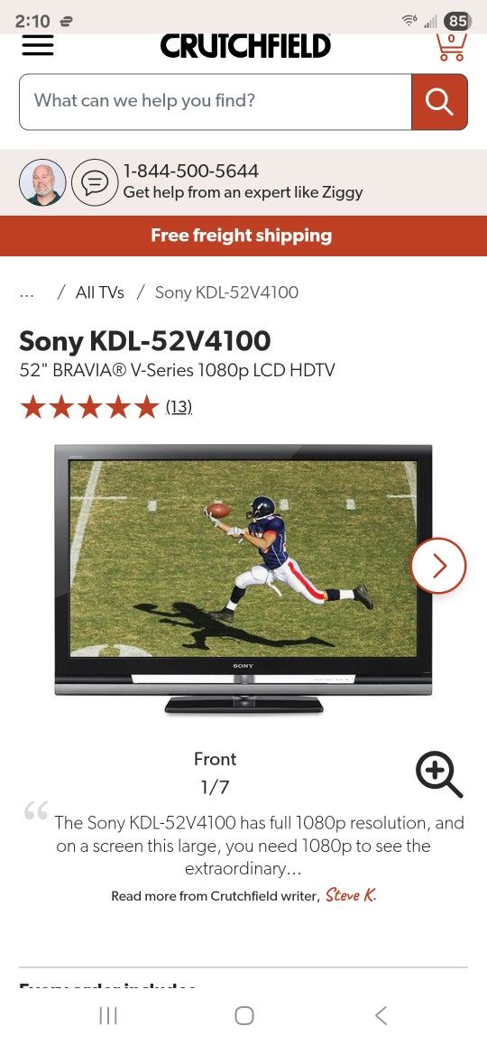 52 inch Sony Bravia LCD TV Model KDL-52V4100