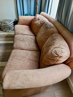 Gently used mid mod leather couch