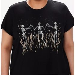 Skeletons Dancing In Fire Crop Top