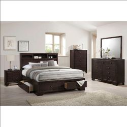 Queen Storage Bedroom Set - Queen Bed, Nightstand, Dresser & Mirror - $750.00 (Queen Bed only - $395.00)