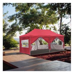 Red Pop Up Tent, 10x20 Heavy Duty Pop up Canopy Tent,Outdoor Shade Instant Folding Event Gazebo
