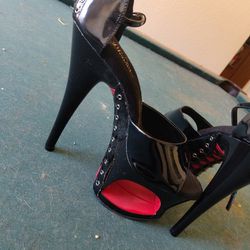 Black And Red Pleasers Size 9