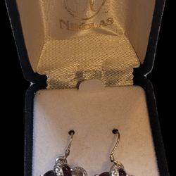 NICHOLAS Red and Silver Dangle Earrings