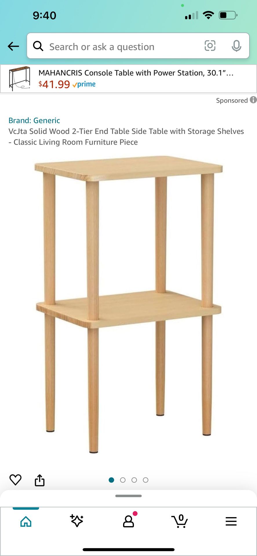 a Solid Wood 2-Tier End Table Side 