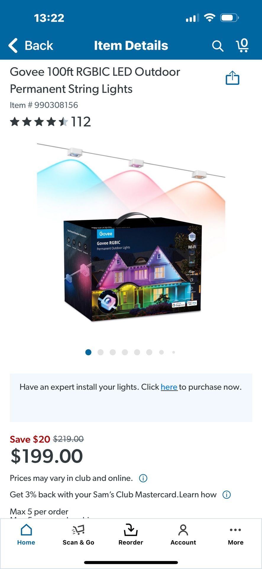 Govee 100ft RGBIC LED Outdoor Permanent String Lights