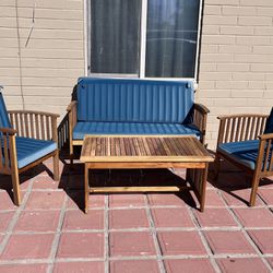 Patio Set Bench 2 Chairs Coffee Table And Cushions 