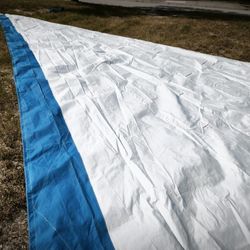 Lucas Staysail 41ft 5 In x 21ft 6 In w/Storage Bag, White -Blue, New! Great Condition!
