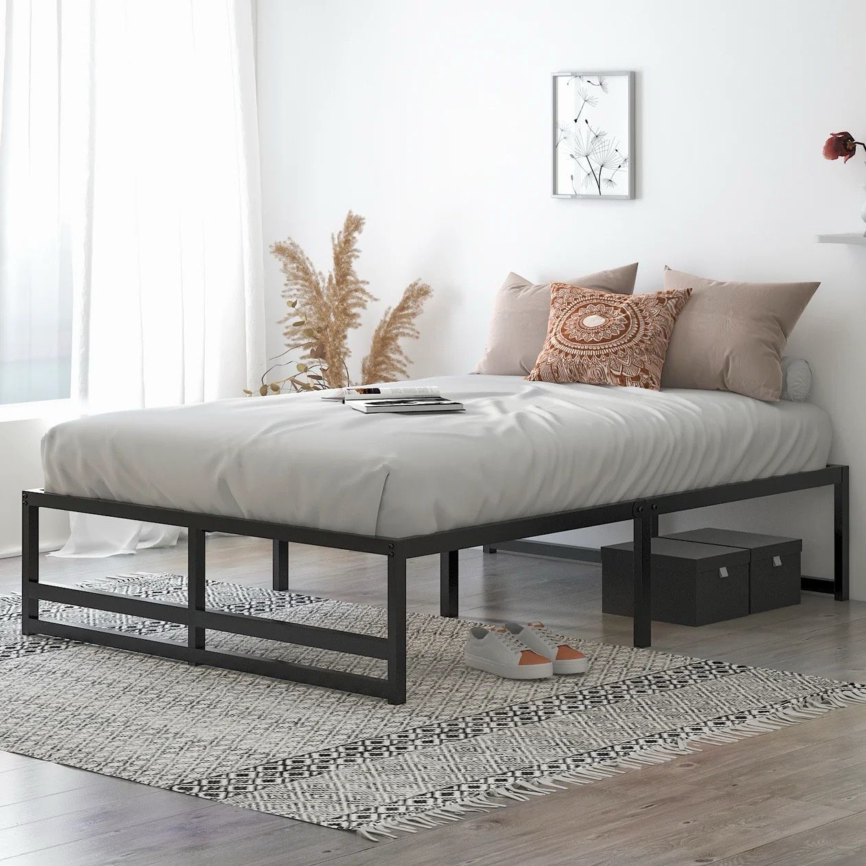 Heavy Duty King Size Platform Bed Frame with 14\