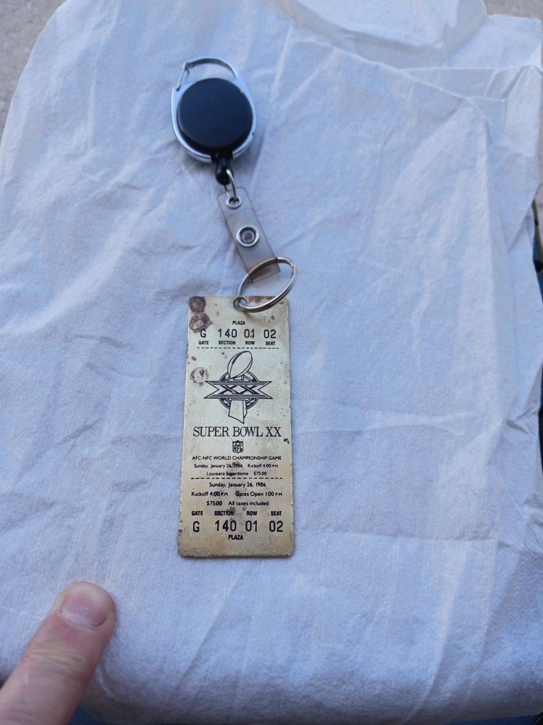 Super Bowl XX Brass Key Chain