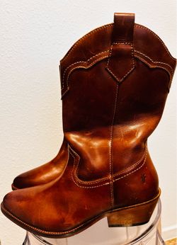 Frye Nataly Mid Western Boots in a rich cognac