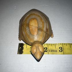 Vtg Carved Stone Turtle/Tortoise Brown and Cream