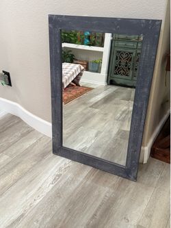 Dark gray farmhouse mirror
