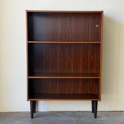 Danish Rosewood Bookcase by Denka Mid Century Modern Open Shelves 1960s