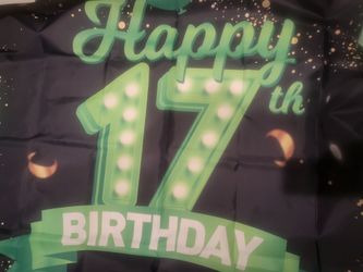 17th Birthday Banner And Cake Topper