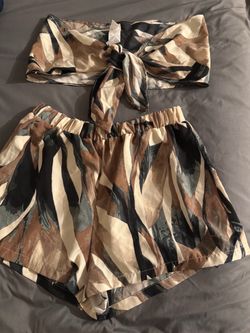 Two-Piece Tie-Front Crop Top and Shorts Set