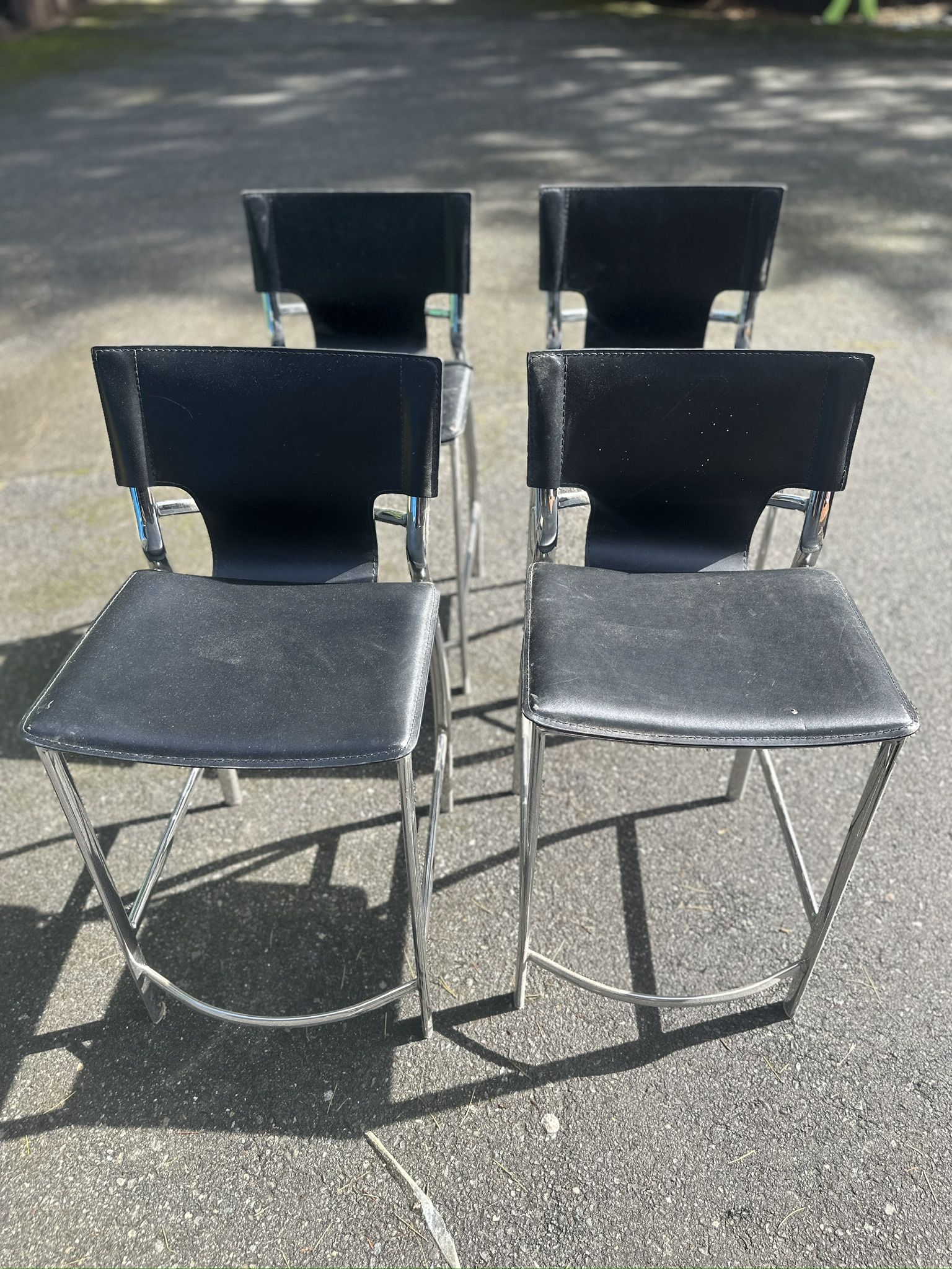 4 Kasala Leather/chrome Bar Stools