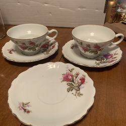 Vintage Moss Rose Tea Cup & Saucer