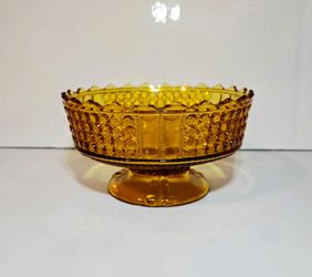 Antique Amber 3-Panel Glass Bowl 1885 Richards & Hartley Co. EAPC Glassware
