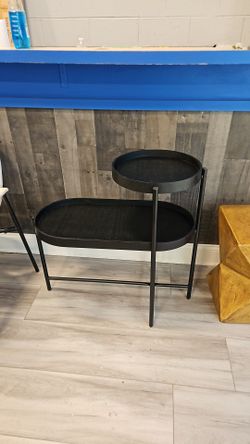 Black Two-Tier Metal Side Table