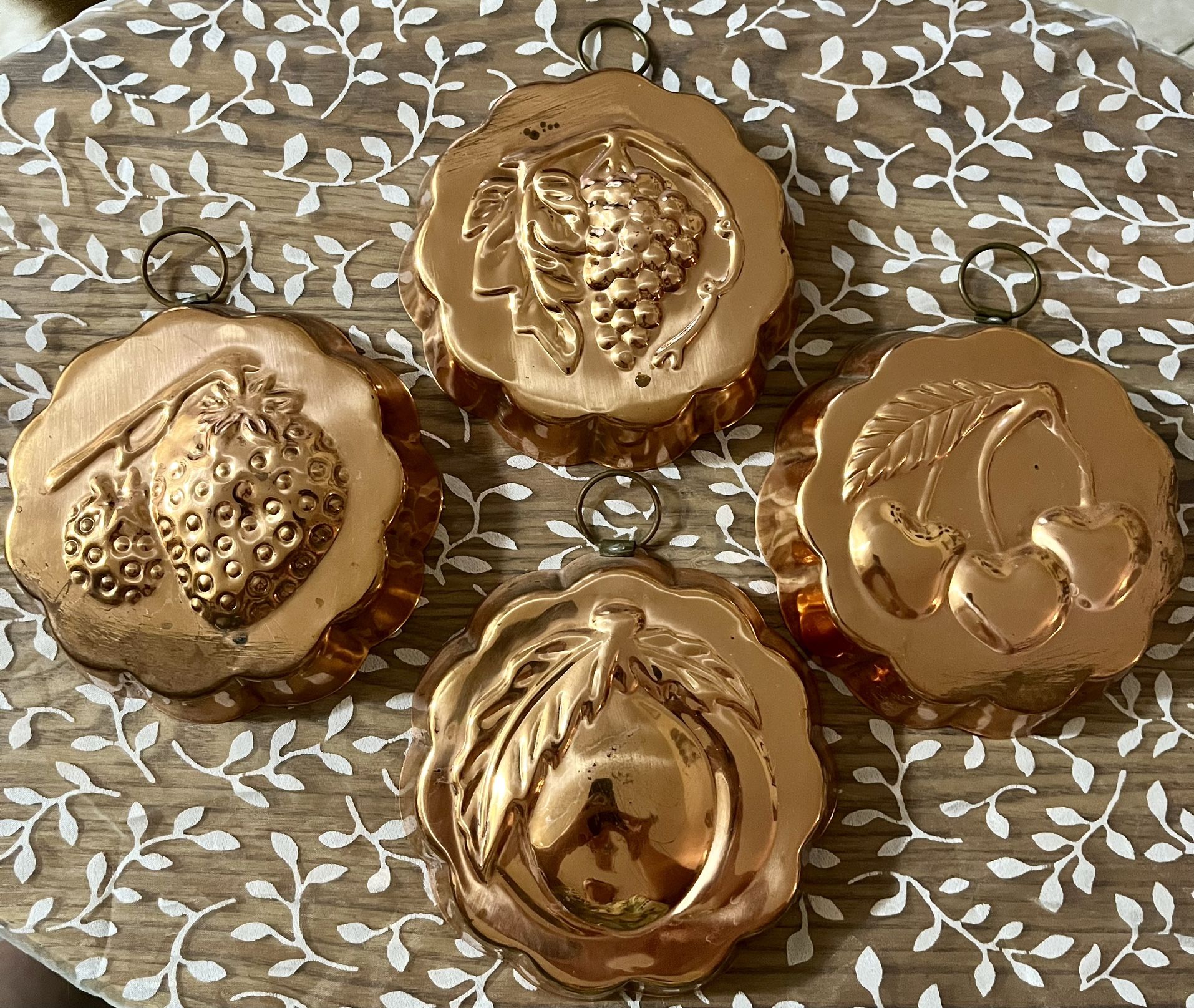 Vintage 70’s Copper Fruit Tins - Wall Hanging Tart Pans Jello Molds