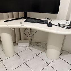 CB2 Bohnen White Resin Desk