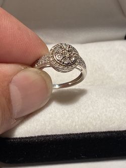 Beautiful Silver Ring with Real Diamonds Size 7 ¼