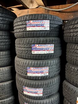 SET OF FOUR NEW TIRES 245/45/19 AMERICAN ROADSTAR INCLUDING MOUNT AND BALANCE, ASK ME FOR SIZE AND BRANDS