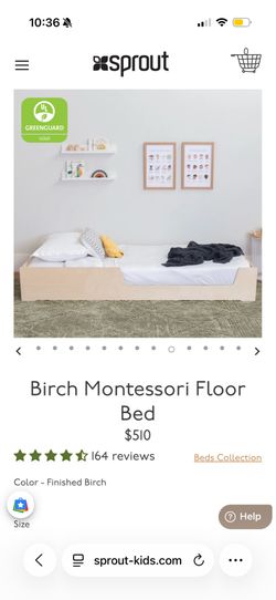 SPROUT Birch Montessori Floor Bed + BROOKLYN BEDDING twin sized mattress