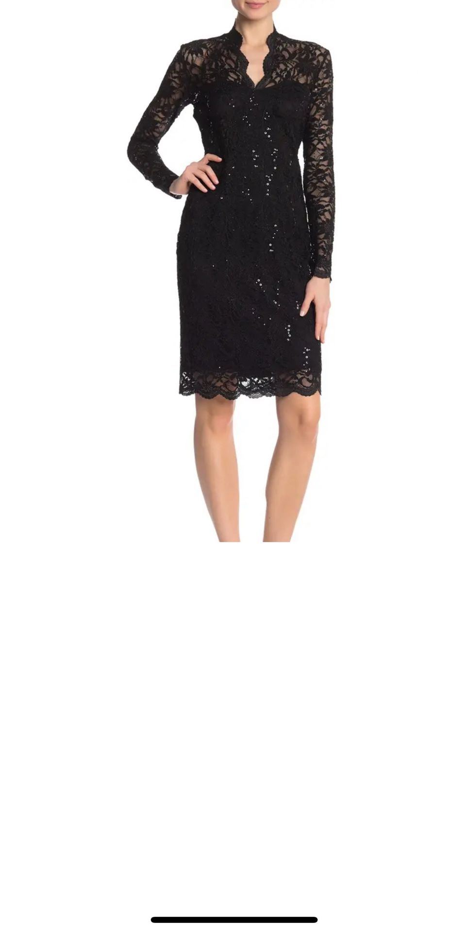 Black Lace Long Sleeve Dress! Size Medium!