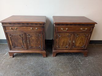 Pair of Century Furniture Traditional Wood Nightstand with Cabinet