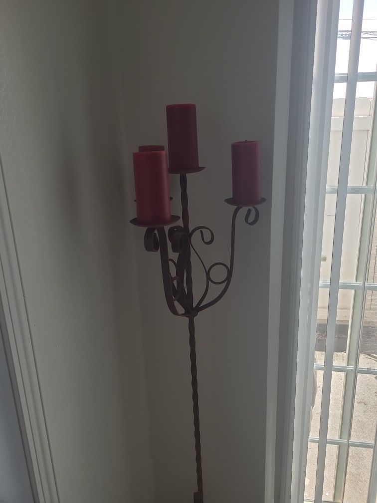 61" Wrought Iron Candle Holder w/Candles