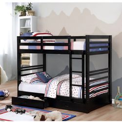 Bunk Bed Twin Twin Black Finish, 2 Bottom Drawers. New Especial Price