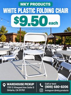 MKY White Plastic Folding Chairs – Box of 10 Commercial Grade
