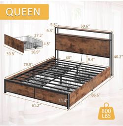 Selling bed frame with cabinets