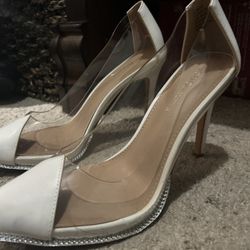 Heels 👠 Clear White Pumps