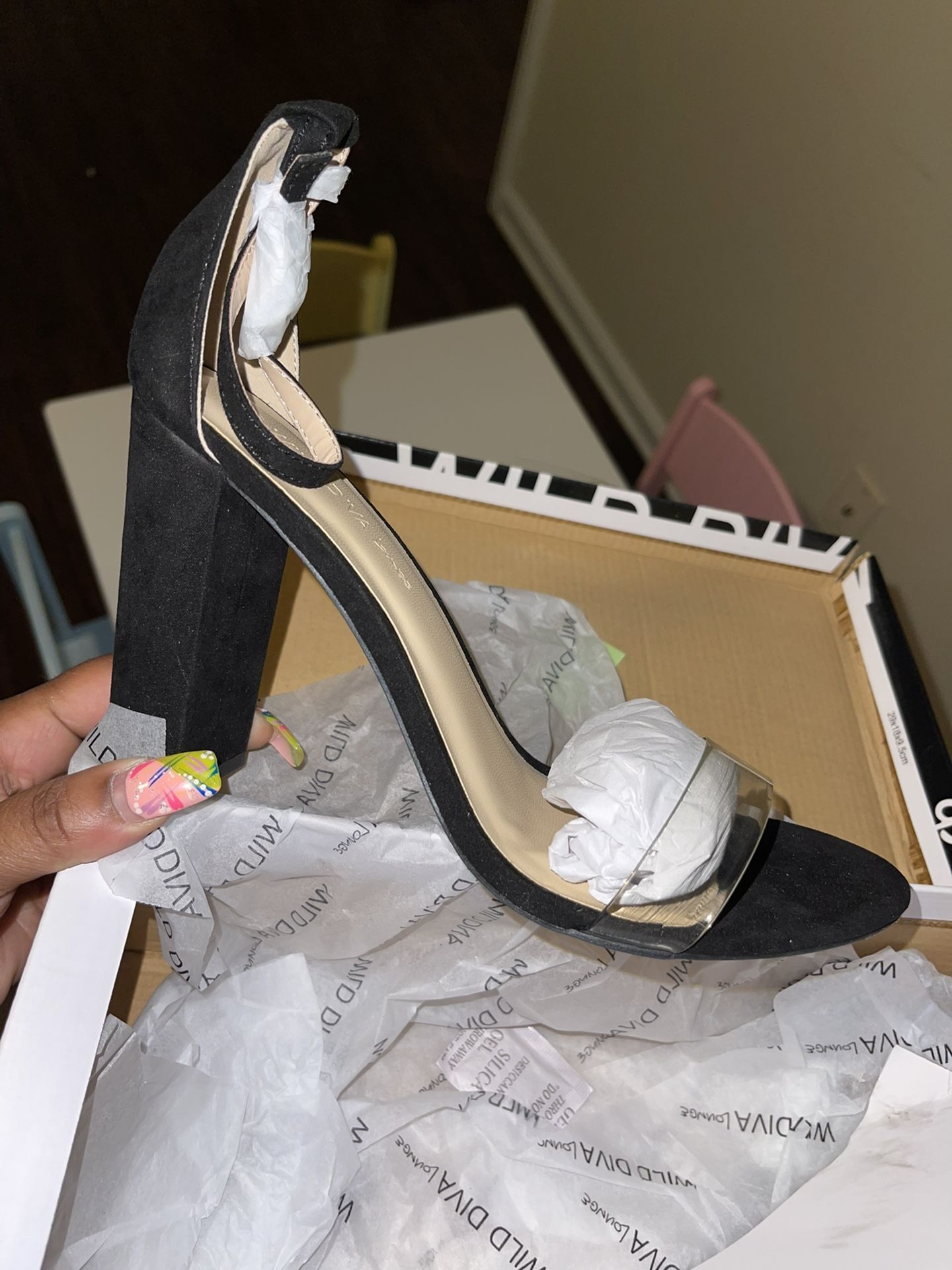 Black Diva Heels With Clear Strap ðŸ‘