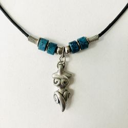 Silver Goddess Necklace with Blue Accents