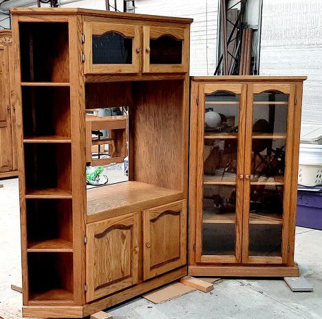 Amish Made Solid Wood 2-Piece Corner TV / Entertainment Center