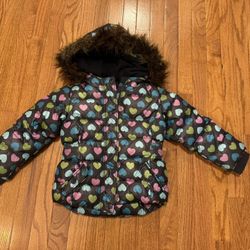 Gap Kids Girls Size 5 DOWN Filled Jacket Winter Coat, Very Warm With Fur Trim Hood $20