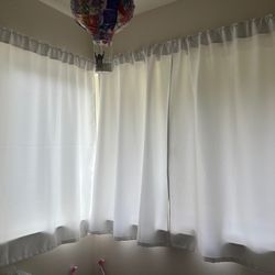 White Curtains (Versatile- 3 Ways To Hang It) - 2 Sets (42Wx54L)