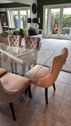 Six seat glass dining table for sale