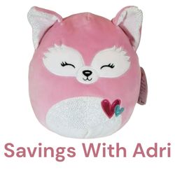 Squishmallows Flora the Fox Pink 2021 Valentines Day Kellytoy Plush 8"inch