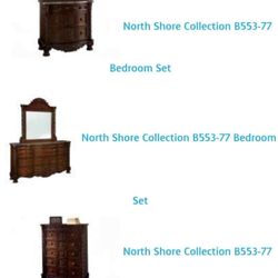King Size Bedroom Set - Marble Top - Antique Ashley Furniture - 5 piece