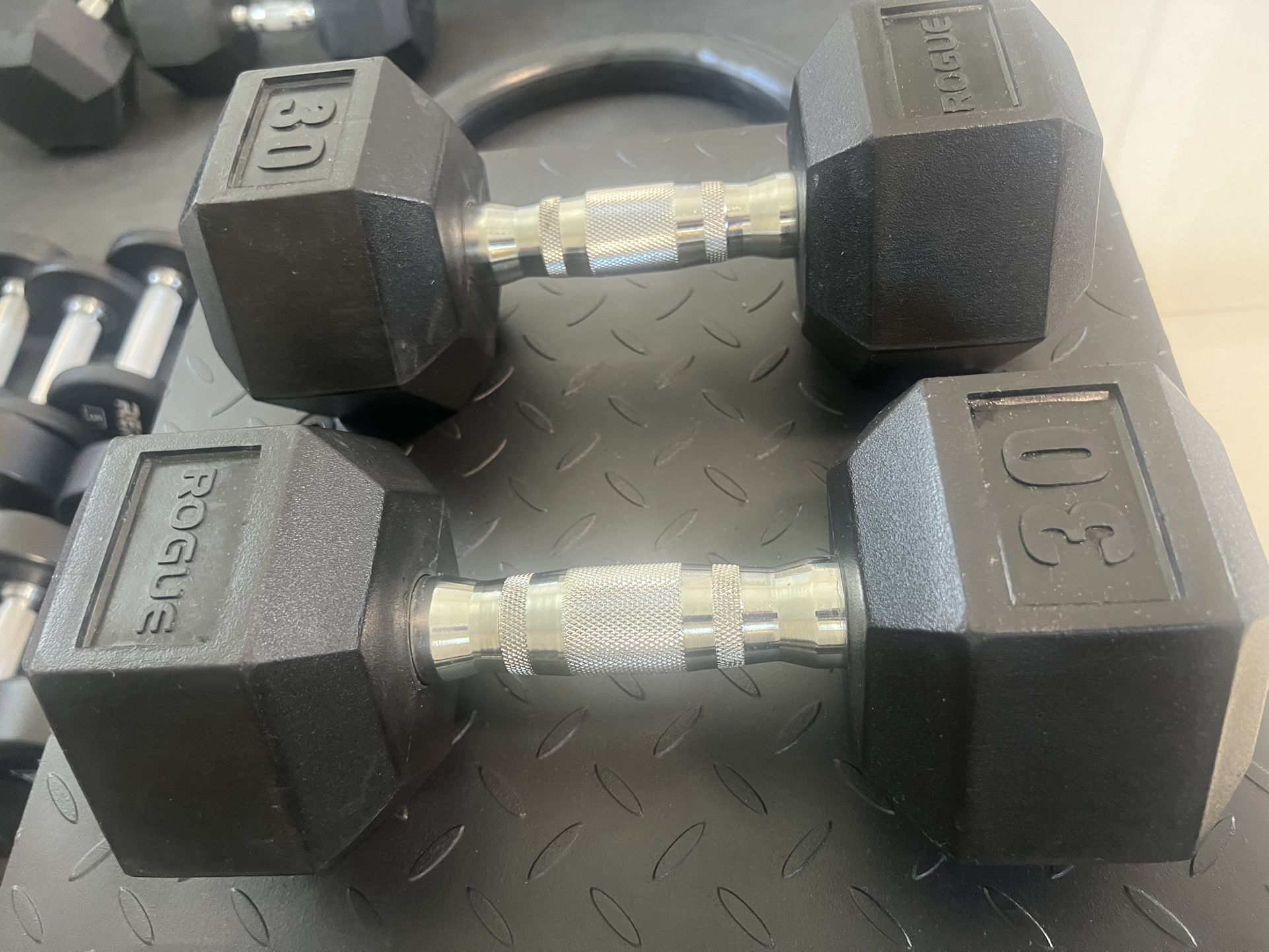 Dumbbell Hex Rubble Bundle 30, 50, 75.