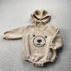 Baby Bear Onsie and Baby Bear Ears Bonnet Unknown Size Toddler Tan